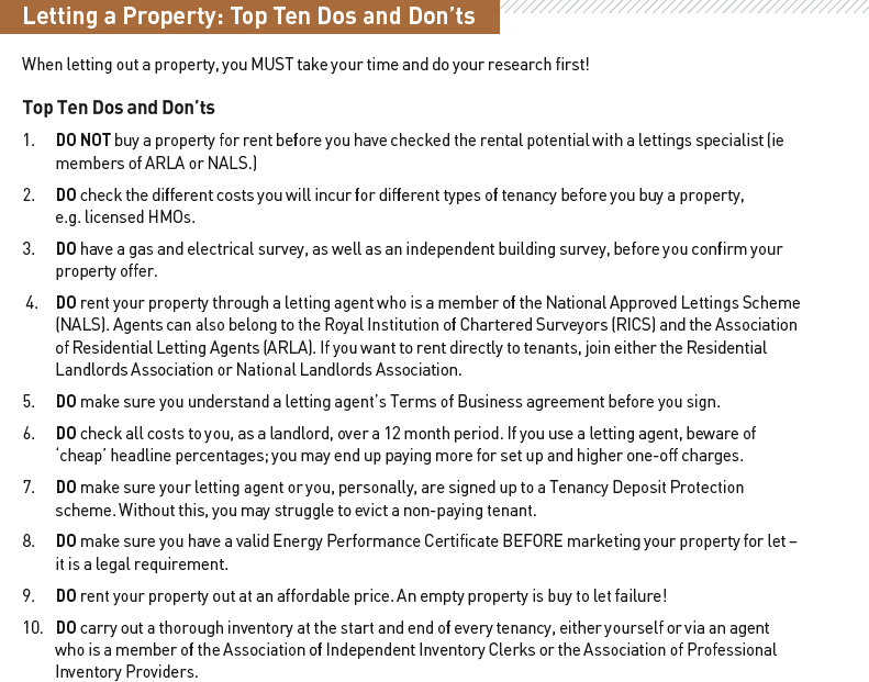 Letting a Property: Top Ten Dos and Don'ts